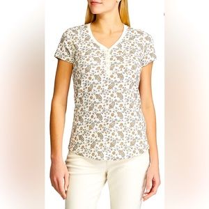 Floral Print Cotton Henley